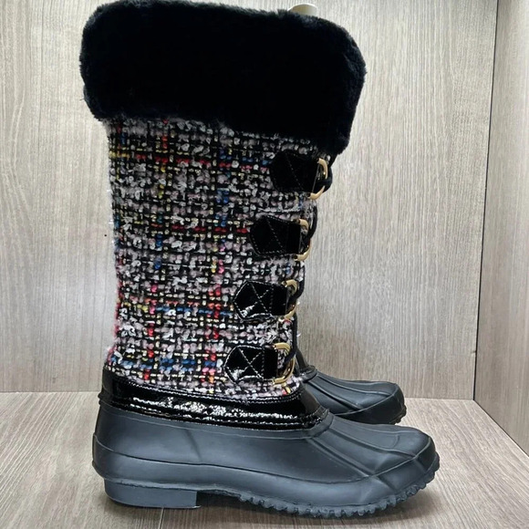 INC International Concepts Shoes - INC International Concepts Winter Boots Women Size 6 Tweed Faux Fur Lined Black